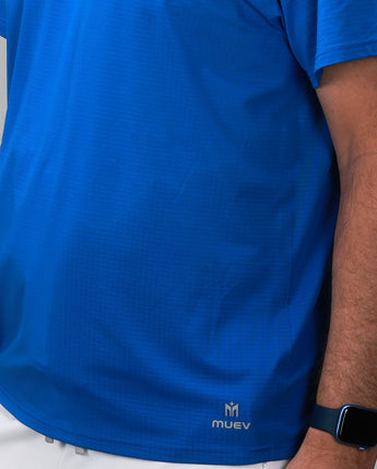 mens blue shirt close up