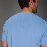 back of light blue chevron tee