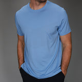 front of light blue chevron tee