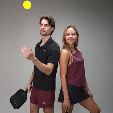 men and women matching in plum and black 