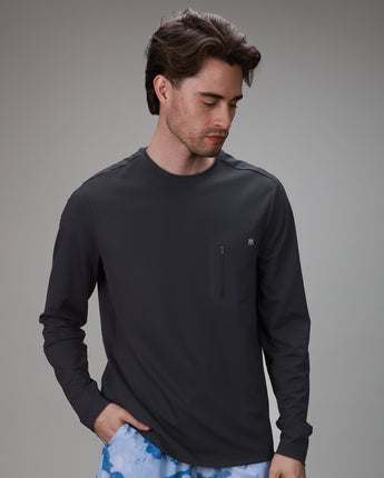 front of black bonded pocket long sleeve
