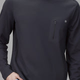 front of black bonded pocket long sleeve