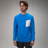 front of blue bonded pocket long sleeve