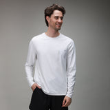 front of white bonded pocket long sleeve