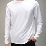 front of white bonded pocket long sleeve