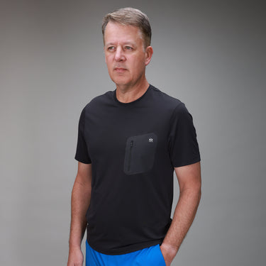front of black shirt with pocket