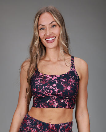 front of pink floral sports tank 