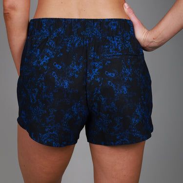 back of floral blue short