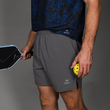 front of grey baseline short