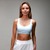 light blue sports bra