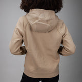 back of khaki hoodie full zip 