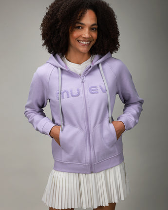 front of lilac hoodie full zip 