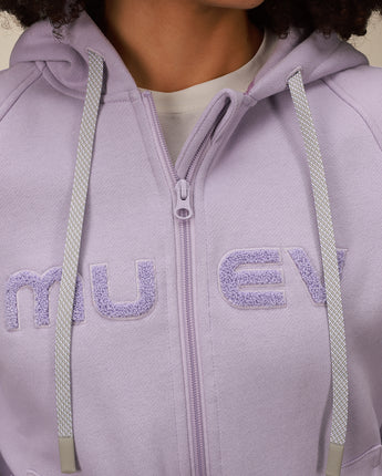 front of lilac hoodie full zip 