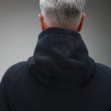 back of black hoodie full zip 