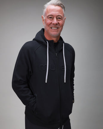 front of black hoodie full zip 