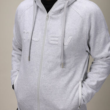 front of grey hoodie full zip 