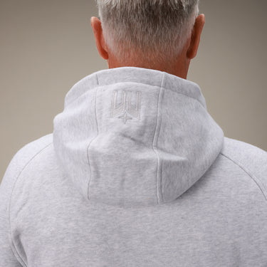back of grey hoodie full zip 
