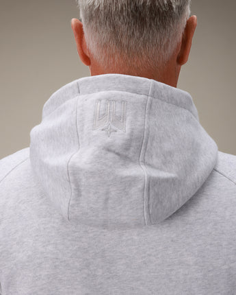 back of grey hoodie full zip 