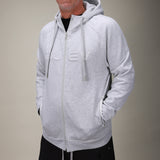 front of grey hoodie full zip 