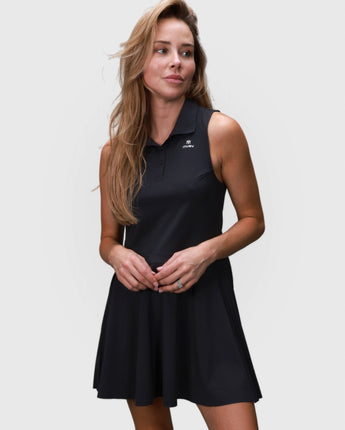 Open Back Polo Dress | Black