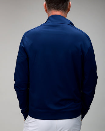 back of mens navy full zip jacket 