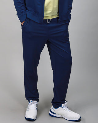 front of blue jogger