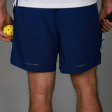 back of navy baseline short