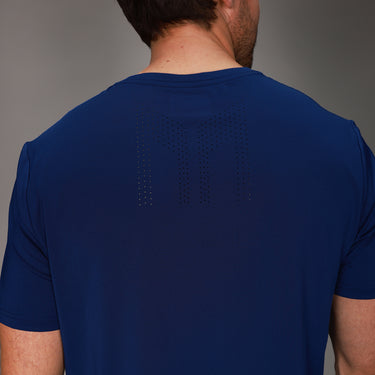 back of navy chevron tee