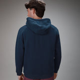 back of navy hoodie full zip