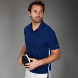 front of navy polo