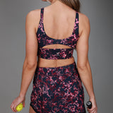 back of pink floral sports tank 