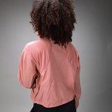 pink outerwear jacket with half button down 