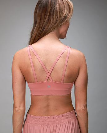 mauve sports bra with cross back 