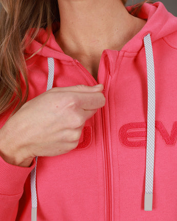 front of pink hoodie full zip