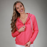 front of pink hoodie full zip 