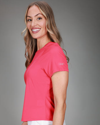 side of pink tee