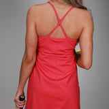 back of double v dress pink