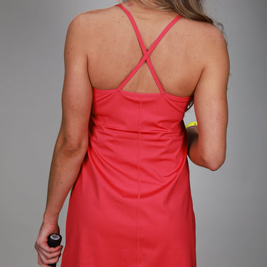 back of double v dress pink