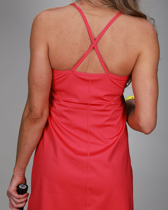 back of double v dress pink