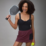 front of plum bonded skirt 