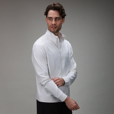side of white full zip jacket