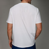 back of white chevron tee