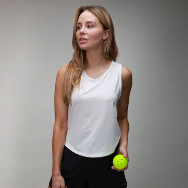 white performance tank top loose fit 
