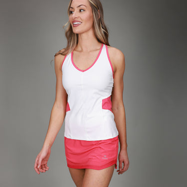 white and pink racerback 